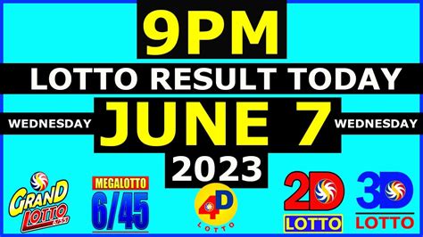 9pm Lotto Result Today June 21 2023 (Wednesday) .